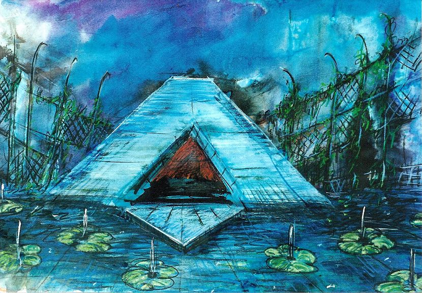 GARTENSCHAU, Lichtdesign 6, Aquarell, 62 x 88 cm